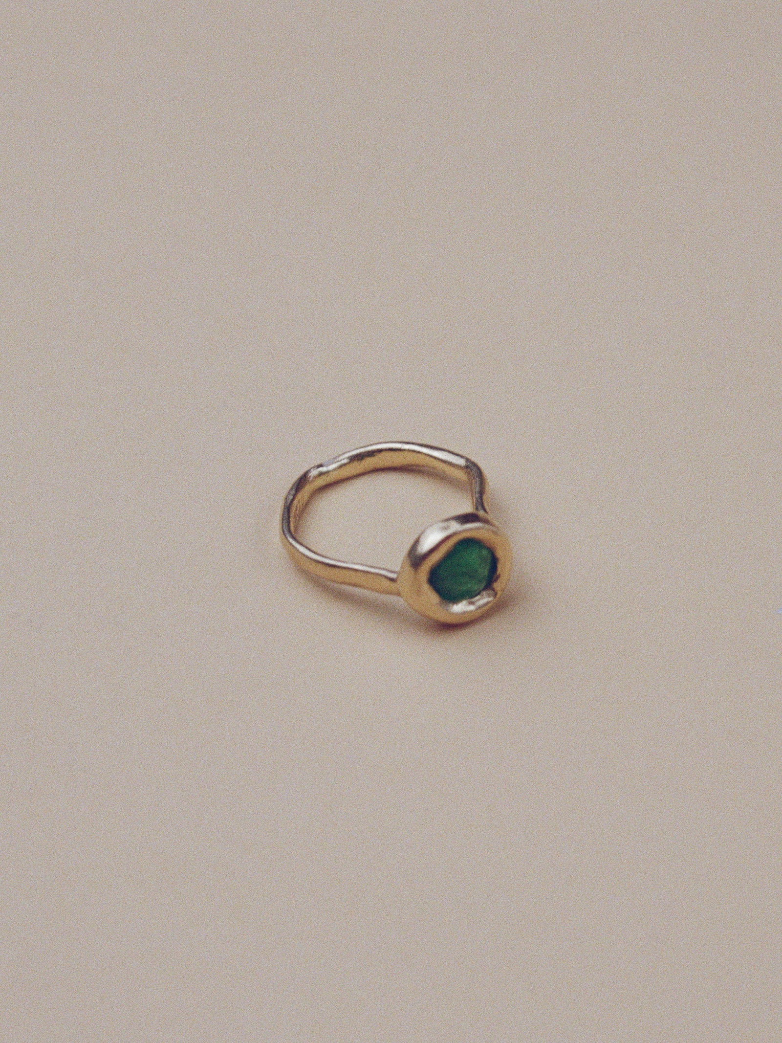 One of a Kind Round Emerald Ring