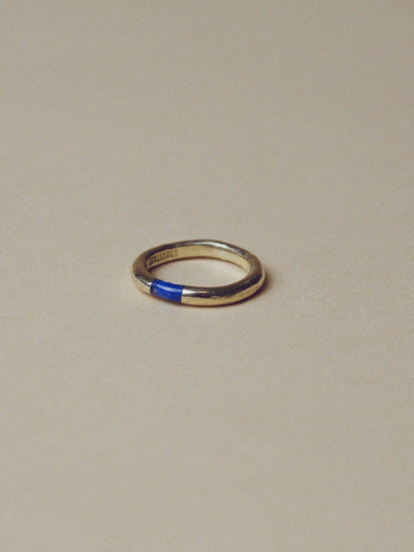 Rounded Band with Lapis Inlay