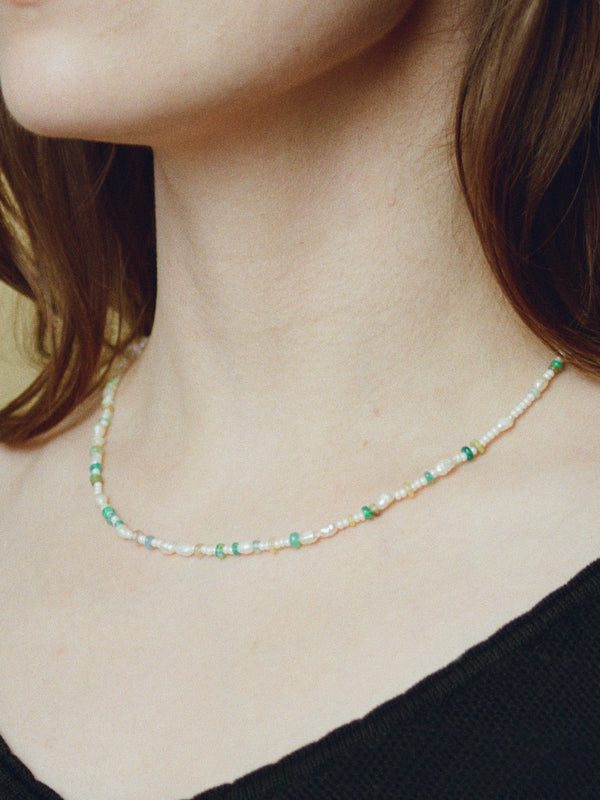 Small Pearl and Opal Necklace